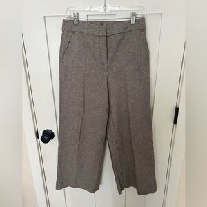 Loft Wide Leg Gingham Cropped Dress Pants Size O Linen cotton Blend Academia